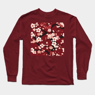 Traditional Japanese Plum Blossom Kimono Pattern Long Sleeve T-Shirt